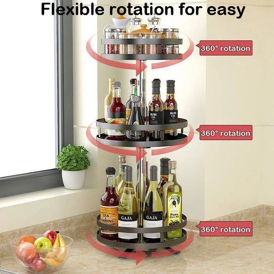 360° Rotating Kitchen Spice Rack – Turntable Organizer for Pantry, Cabinet & Countertop