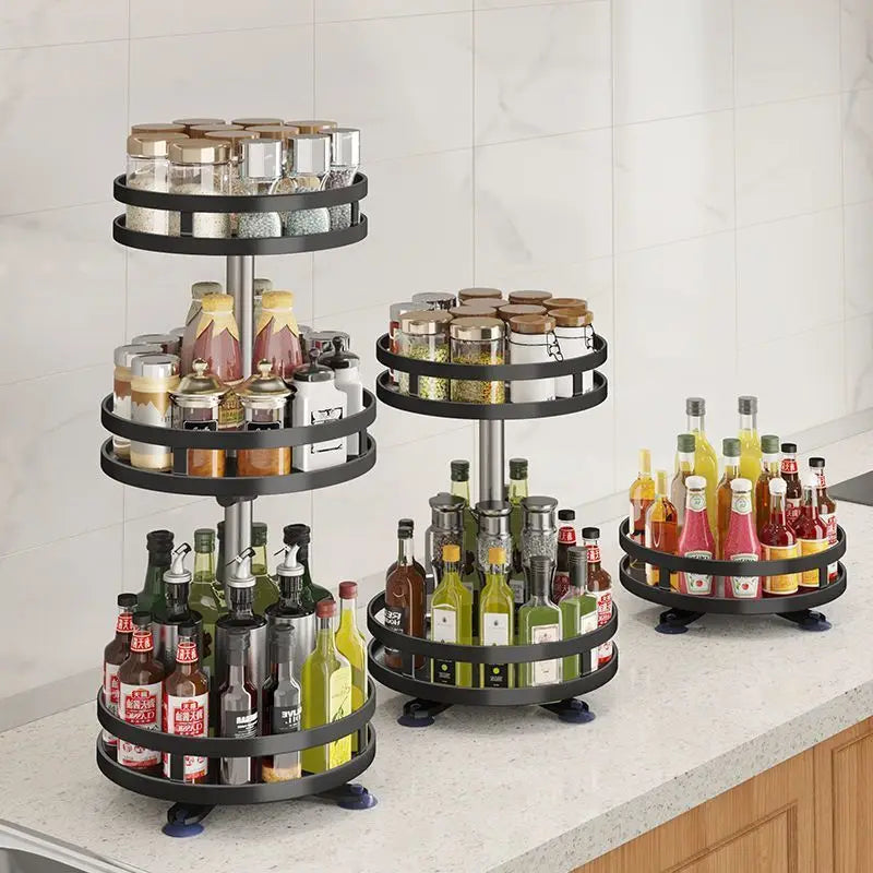 360° Rotating Kitchen Spice Rack – Turntable Organizer for Pantry, Cabinet & Countertop