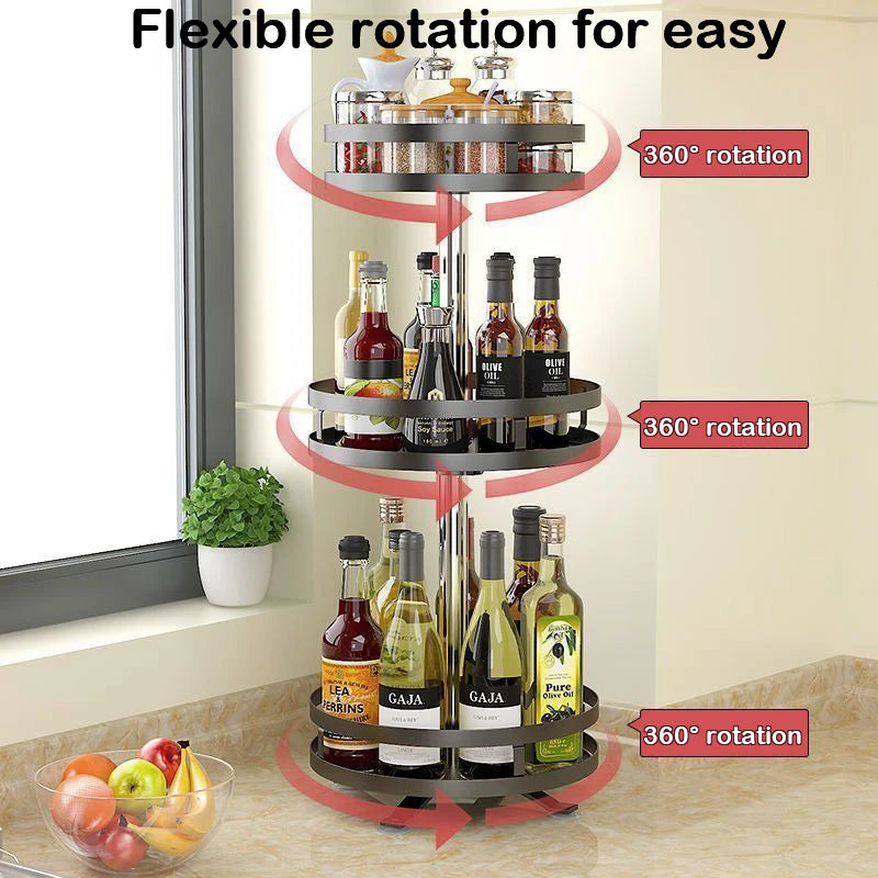 360° Rotating Kitchen Spice Rack – Turntable Organizer for Pantry, Cabinet & Countertop