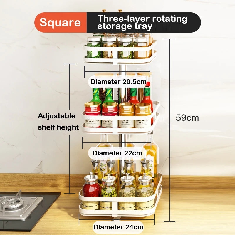 360° Rotating Kitchen Spice Rack – Turntable Organizer for Pantry, Cabinet & Countertop