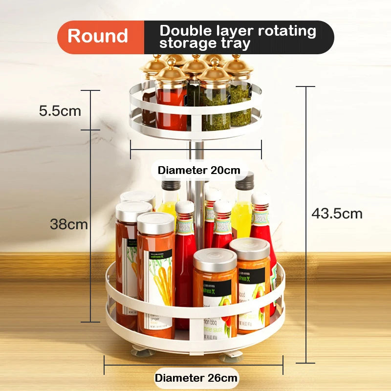 360° Rotating Kitchen Spice Rack – Turntable Organizer for Pantry, Cabinet & Countertop