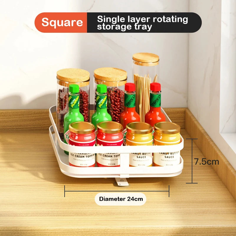 360° Rotating Kitchen Spice Rack – Turntable Organizer for Pantry, Cabinet & Countertop