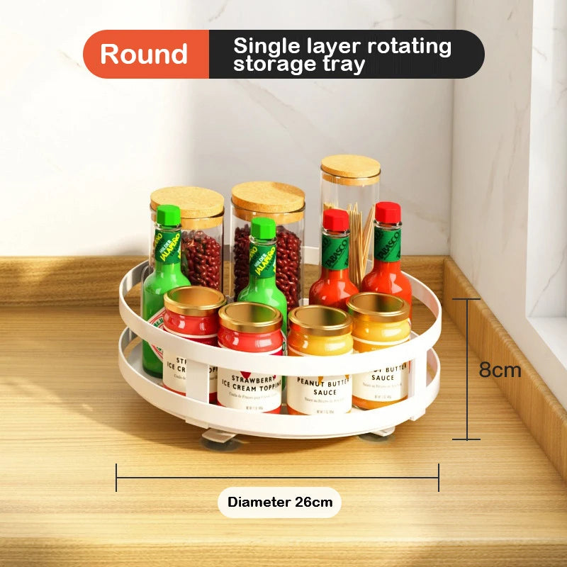 360° Rotating Kitchen Spice Rack – Turntable Organizer for Pantry, Cabinet & Countertop