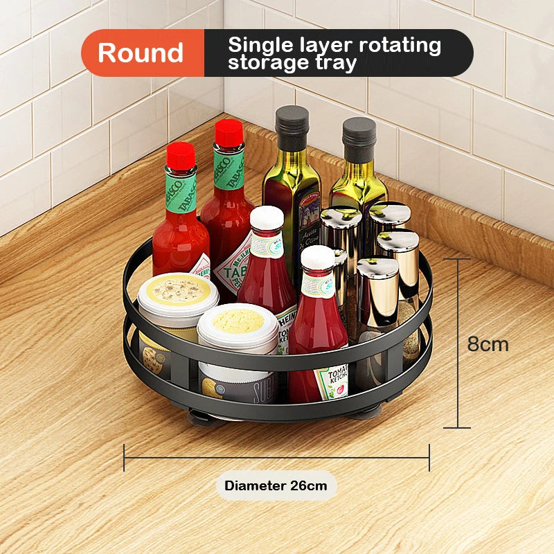 360° Rotating Kitchen Spice Rack – Turntable Organizer for Pantry, Cabinet & Countertop