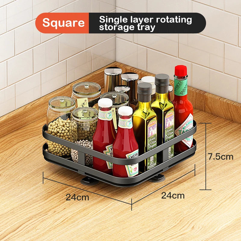 360° Rotating Kitchen Spice Rack – Turntable Organizer for Pantry, Cabinet & Countertop