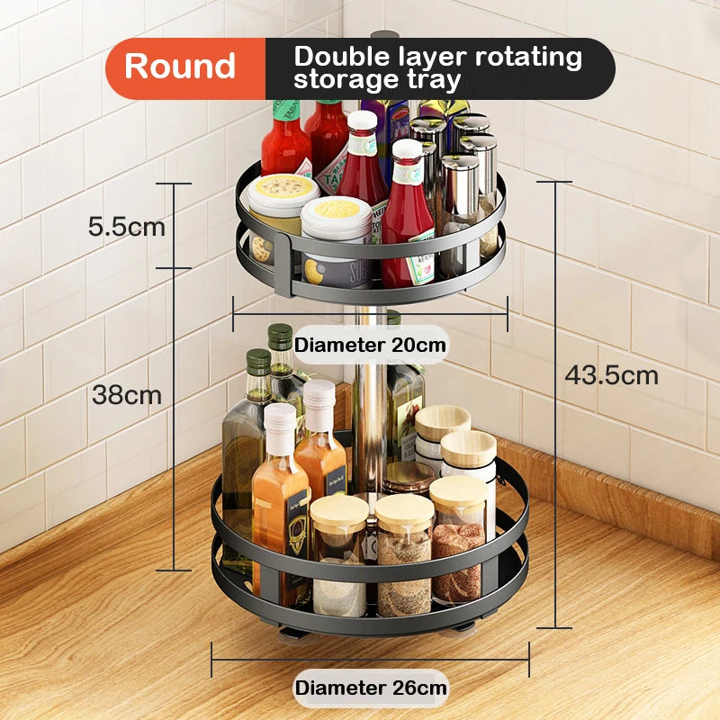 360° Rotating Kitchen Spice Rack – Turntable Organizer for Pantry, Cabinet & Countertop