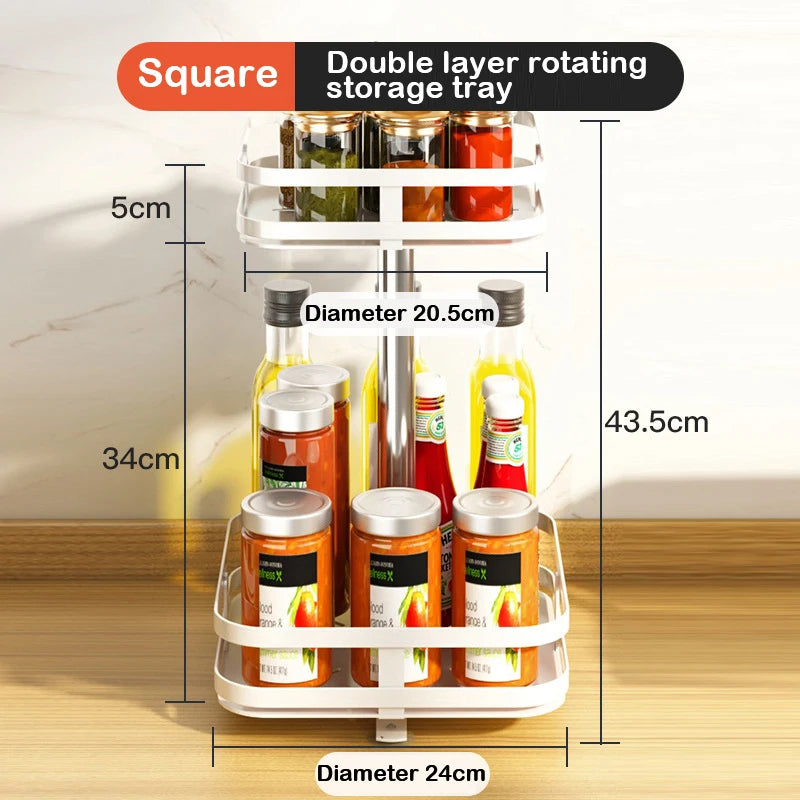 360° Rotating Kitchen Spice Rack – Turntable Organizer for Pantry, Cabinet & Countertop