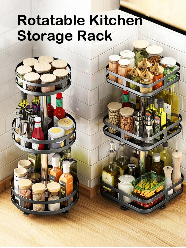 360° Rotating Kitchen Spice Rack – Turntable Organizer for Pantry, Cabinet & Countertop