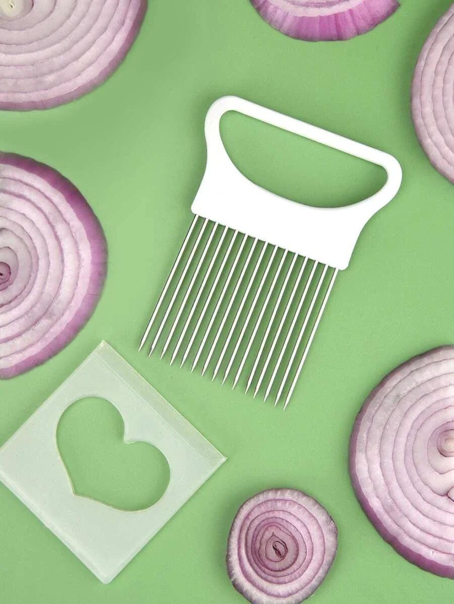 Stainless Steel Onion Slicer Holder – Safe Vegetable Cutter for Perfect Slices