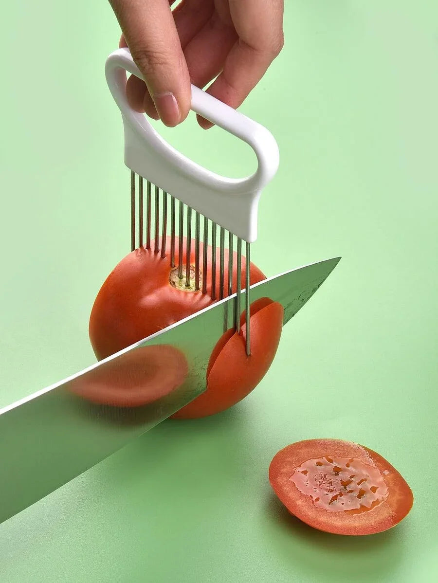 Stainless Steel Onion Slicer Holder – Safe Vegetable Cutter for Perfect Slices