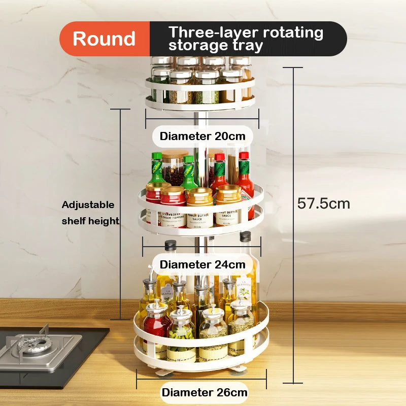 360° Rotating Kitchen Spice Rack – Turntable Organizer for Pantry, Cabinet & Countertop
