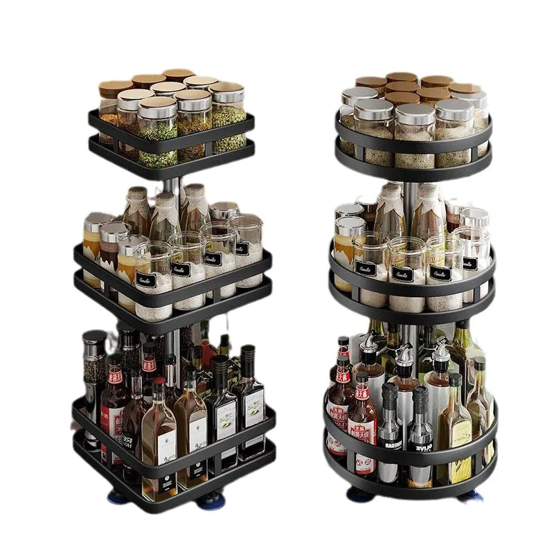 360° Rotating Kitchen Spice Rack – Turntable Organizer for Pantry, Cabinet & Countertop