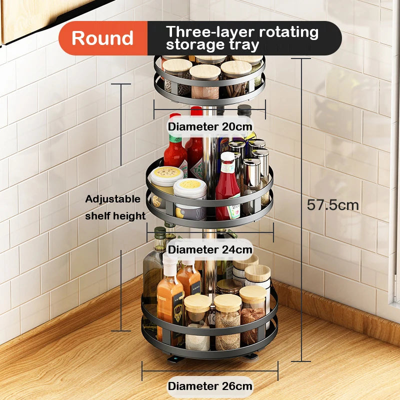 360° Rotating Kitchen Spice Rack – Turntable Organizer for Pantry, Cabinet & Countertop