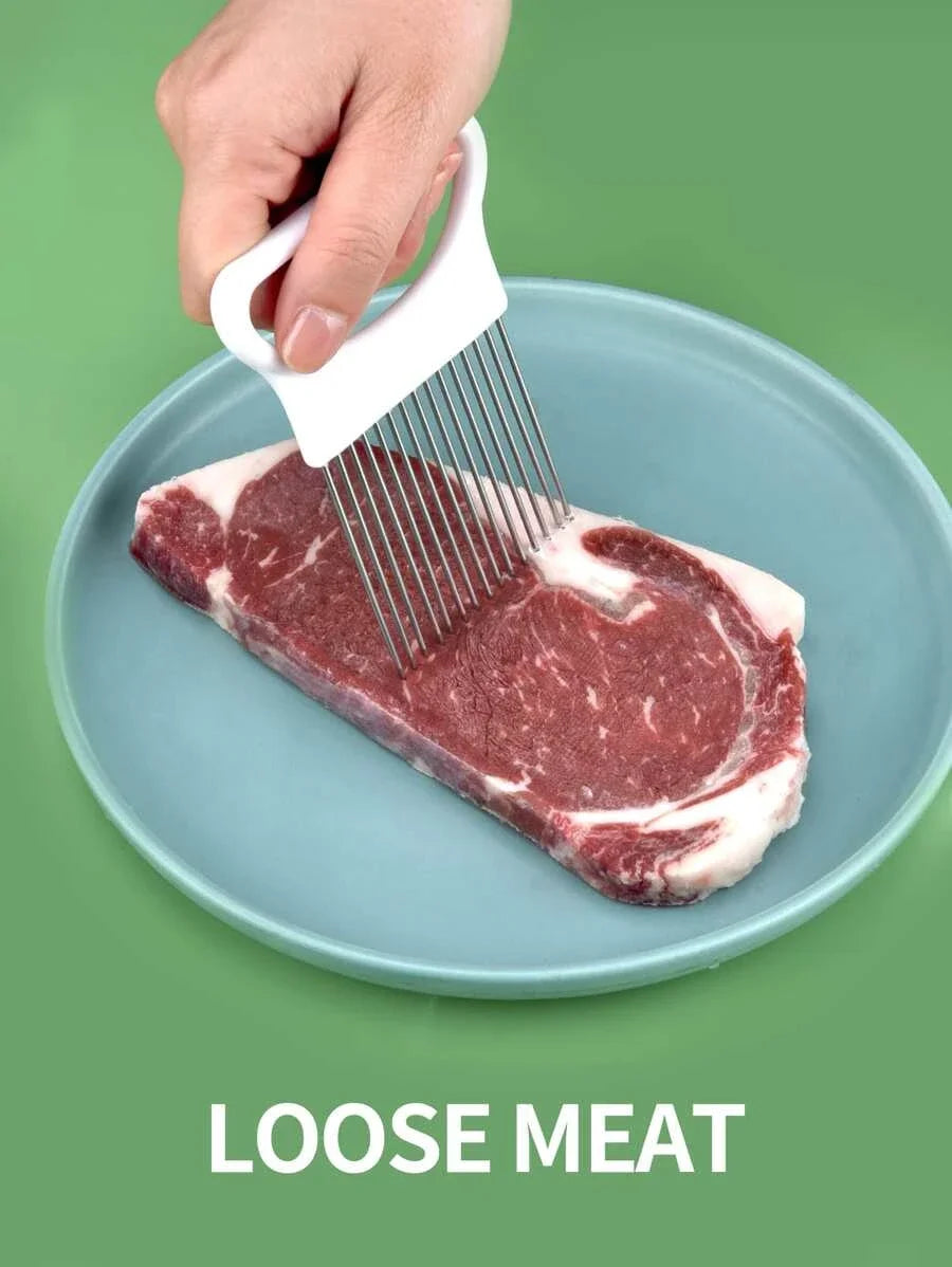 Stainless Steel Onion Slicer Holder – Safe Vegetable Cutter for Perfect Slices